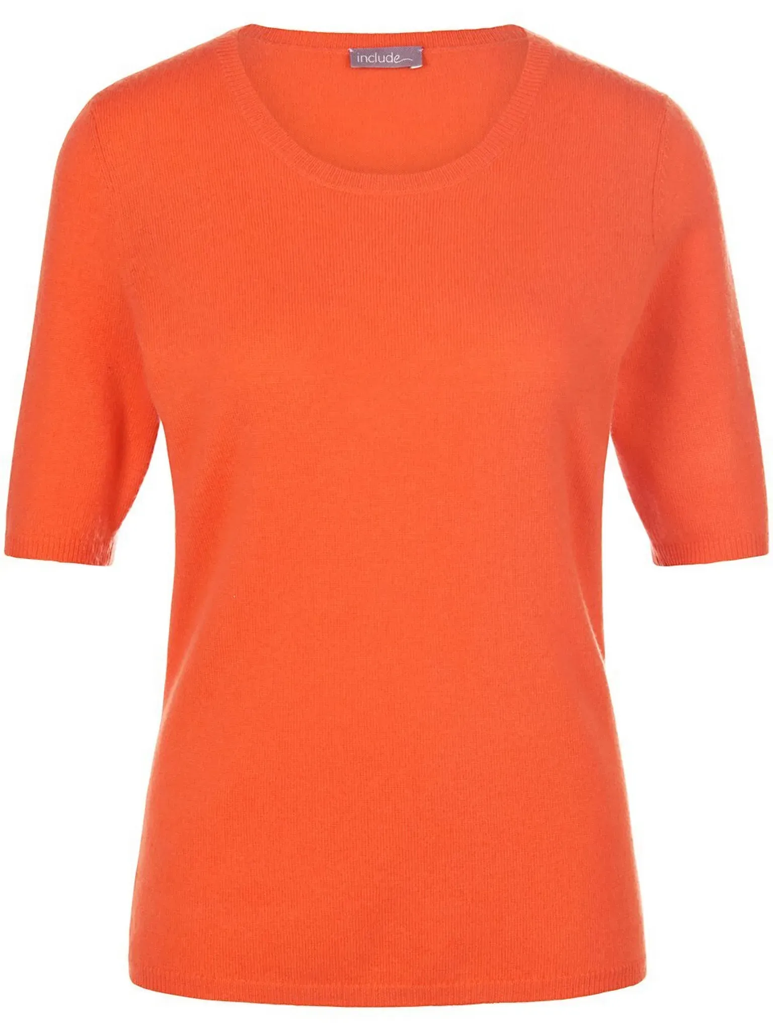 Pull col rond en laine vierge et cachemire  include orange