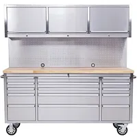 Ondis24 Werkstatt mit Lochwand und Schrank 198 cm Edelstahl,
