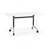 KADIMA DESIGN Klappbarer Schreibtisch aus Holz mit Metallgestell | Mobiler Arbeitstisch mit Rollen | Großer Bürotisch mit Melaminplatte | Kadima Design