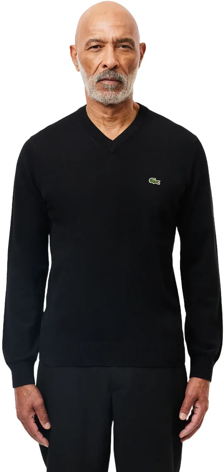 LACOSTE Pullover V-Neck, schwarz