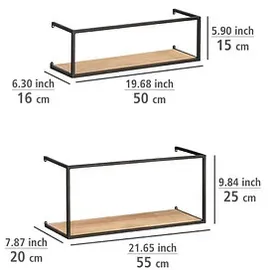 Wenko Wandregale-Set Geo braun 50,0/55,0 x 16,0/20,0 x 15,0/25,0 cm