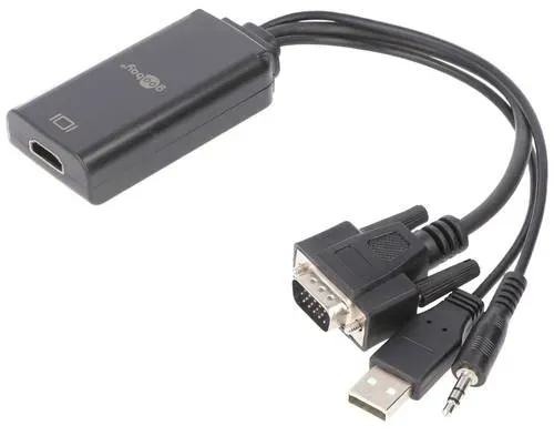 Goobay VGA/HDMITM-Adapterkabel - VGA-Stecker (15-polig) + Klinke 3,5 mm Stecker (3-Pin, stereo) > USB 2.0-Stecker (Typ A)