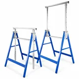 Ollewiellan Teleskop-Arbeitsbock 2er Set, höhenverstellbar 80-130 cm, klappbarer Stahl-Gerüstbock, Unterstellbock mit 200 kg Tragkraft pro Paar für Werkstatt, Garage, Baustelle und Renovierung, Blau