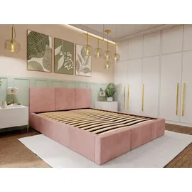 Muralo Polsterbett Stoffbett Bett mit Bettkasten und Gasdruckfeder mit Polsterkopfteil Bett 120x200 Bett mit Stauraum Rosa