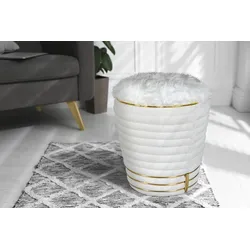 Sitzhocker KAYOOM "Hocker Doric, trendiger Look, ästhetische Farbgebung, schöne Steppung", gold (weiß, gold), B:42cm H:50cm T:42cm, Bezug: 50% Baumwolle 50% Acryl / Korpus: Pappelholz, Hocker, komfortabel, hochqualitativ, pflegeleicht, hochwertige Materialien