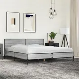 vidaXL Bettgestell Grau Sonoma 200x200 cm Holzwerkstoff und Metall