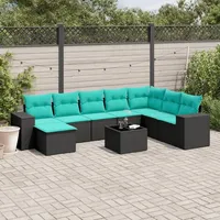 vidaXL Gartensofa-Set 9-tlg. schwarz