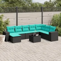 vidaXL Gartensofa-Set 9-tlg. schwarz