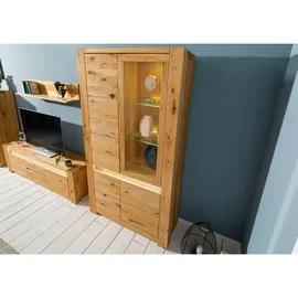 MASSIVMOEBEL24.DE Vitrine KENT 113 x 40 x 205 cm Beige