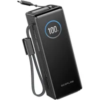 EcoFlow Powerbank 25000mAh 170W mit 100W integrierte einziehbare Kabel, 100W USB C Laptop Powerbank tragbares Ladegerät für iPhone 17/16/15 Series, MacBook, Samsung, Schwarz