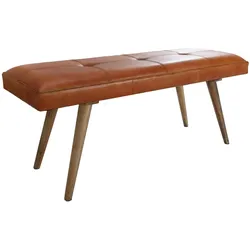 Retro-Sitzbank aus Ziegenleder und massivem Holz, stabil, 200 kg Belastbarkeit. 117x38x51 cm | Kadima Design