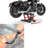 Set: Hebebühne Midlift L passend für Chopper / Custombike bis 680 kg rot ConStands mit Motorrad Hebelschützer X1 sw CB38650