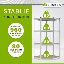 Juskys 3er Regalsystem 1 Eckregal - Silber