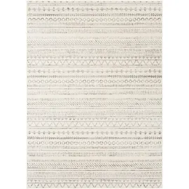 livabliss Madrid Wohnzimmer, Boho großer Schlafzimmer 150x213 cm für Esszimmer, mit geometrischem Muster, Skandinavischer Wohnzimmer modern in Elfenbein und Hellgrau