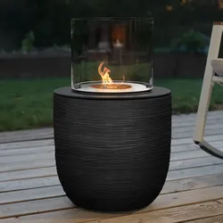 muenkel design Vagos [Ethanol Feuerstelle für den Innen- und Außenbereich]: Riffelung schwarz - ohne Schutzhülle