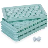 Relaxdays Eiswürfelform rund, 3er Set, wiederverwendbar, 2,5 cm Kugeln, 33 einzelne Eiskugeln, Eisgießform, PP, türkis