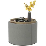 Homcom Ottomane Runder Sitzhocker mit Stauraum, Klappdeckel, Grau Textil, 56x42x56 cm Wohnzimmer, Hocker,