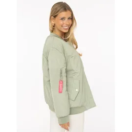 Zwillingsherz Bomberjacke "Happy", Damen, Gr. XXL, salbei, Web, Obermaterial: 100% Polyester, unifarben, Po-bedeckend, ohne Ausschnitt, Rippbündchen, Jacken Bomberjacke, verdeckter Reißveschluss, Taschen