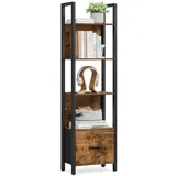 VASAGLE Bücherregal mit 5 Ebenen, Eckregal mit Schublade Leiterregal LLSDE146B01