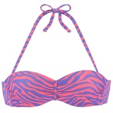VENICE BEACH Bügel-Bandeau-Bikini-Top Damen violett-koralle, Gr.42 Cup E,