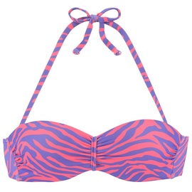 VENICE BEACH Bügel-Bandeau-Bikini-Top Damen violett-koralle, Gr.42 Cup E,