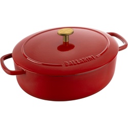 Ballarini Cocotte BELLAMONTE 37 cm oval 9,5 Liter Bräter aus Gusseisen rot, Pfanne + Kochtopf