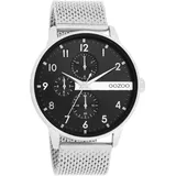 Oozoo silber (silberfarben, schwarz), Armbanduhren, Herren Armbanduhr, Herrenuhr, Lederarmband