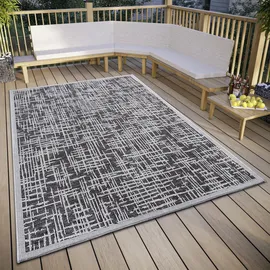 HANSE HOME Telu In- & Outdoor Teppich Wetterfest – Modernes Muster, Wasserfest robuster Aussenteppich Flachgewebe für Garten, Balkon, Terrasse, Wohnzimmer – Grau Beige, 63x120cm