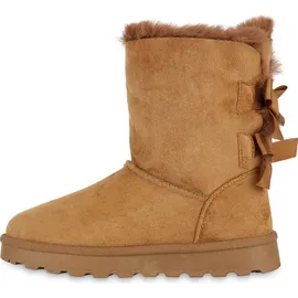 VAN HILL Damen Warm Gefütterte Winter Boots Stiefeletten Kunstfell Schuhe 839832, Farbe: Hellbraun, Größe: 37 - 37