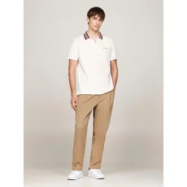 Tommy Hilfiger Poloshirt TOMMY HILFIGER "GIFTING POLO RWB COLLAR REG POLO", Herren, Gr. XXL, weiß (ivory petal), Piquu00e9, Obermaterial: 96% Baumwolle, 4% Elasthan, casual, Kurzarm, Shirts, Streifen an Kragen und Bündchen