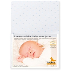 Pinolino Spannbetttuch für Kinderbett - 2er Pack 60 x 120 / 70 x 140 cm - Sternchen - Hellblau