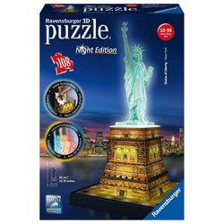 Ravensburger Puzzle Freiheitsstatue bei Nacht. 3D Puzzle 108 Teile, 108 Puzzleteile