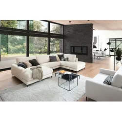 KAWOLA Sofa CARA Wohnlandschaft U-Form Cord cremeweiß Longchair links