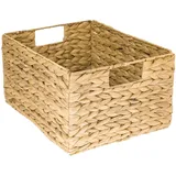 HMF Aufbewahrungskorb, faltbarer Korb geflochten aus Wasserhyazinthe Seegras Größe L 36 x 28 x 20 cm