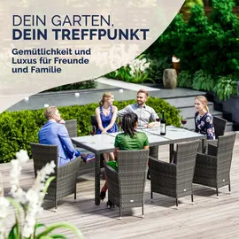 CASARIA Polyrattan Garten-Sitzgruppe 9-tlg Grau