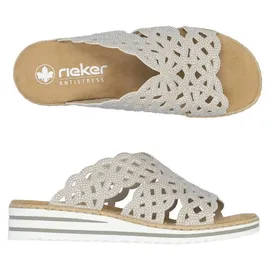 Rieker Damen Pantolette breiter Riemen mit Strass schmale Weite V0689, Größe:41 EU, Farbe:Beige - Beige - 41