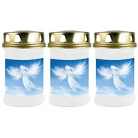 HS Candle Grabkerze GK-04210 (3-tlg), Grabkerze Brenndauer 48 Stunden mit Motiven