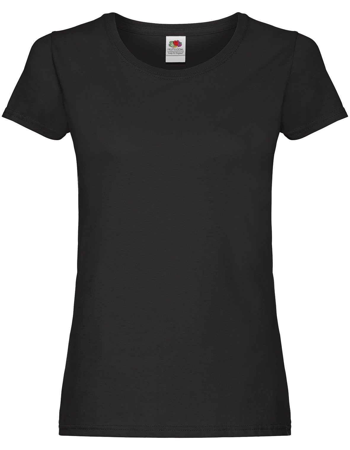 Fruit of the Loom LADIES ORIGINAL T - leichtes Damen T-Shirt tailiert, schwarz, M