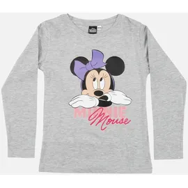 MINNIE MOUSE Disney Minnie Mouse Schlafanzug Pyjama Set Langarm Oberteil in grau/pink - 110, - 116,