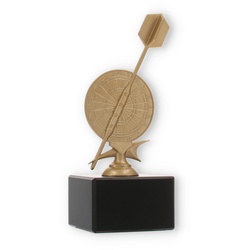 Pokal Metallfigur Dartpfeil goldmetallic auf schwarzem Marmorsockel 17,0cm