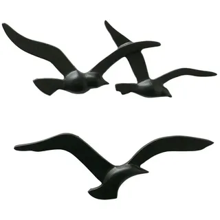 Boltze Birdy schwarz, Wanddeko aus Metall, maritimes Motiv