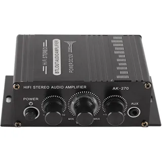 HERCHR Auto-Verstärker, Stereo-Verstärker, 12 V, Tragbar, Klare Klangqualität, Mini-Verstärker, Auto-Audiosystem-Lautsprecher, Bluetooth, Heim-PA-Mischverstärker Für Auto, Motorrad, Zuhause(Schwarz)