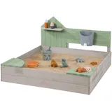 Muddy Buddy Holzsandkasten Cozy House mit Holzschutz grau/grün
