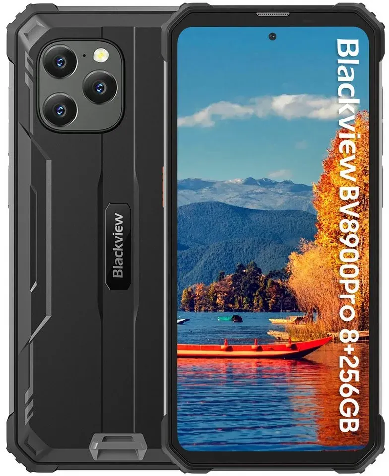 blackview BV8900Pro Smartphone (6.5 Zoll, 256 GB Speicherplatz, 64 MP Kamera, 2,4K Display, 10380mAh Akku, UWB-Suche/Fingerabdruck/NFC/IP69K) schwarz