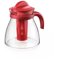 Tescoma Teekanne Glas mit Teesieb Rot Kaffeekanne Teebereiter Teekessel 1,5 L