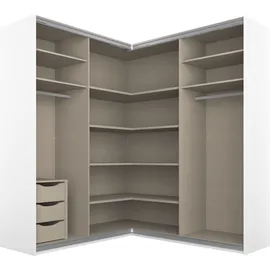 Rauch Quadra grau (graumetallic), B:181cm H:210cm T:187cm, Holzwerkstoff, Schränke, Schwebetürenschrank, Eckschrank inkl. Türendämpfer und Schubladeneinsatz, mit Spiegeltüren