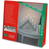 Konstsmide LED Holzleuchter, mattweiß lackiert, mit 6H Timer, mit an/aus Schalter, 7 warm weiße Dioden, batteriebetrieben, Innen, Batterie: 6 x AA 1,5V (exkl.) - 2322-205