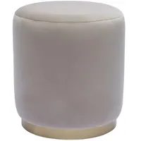 miliboo Runder Samtpouf in Taupe und Goldmetall D40 cm AMAYA