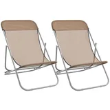 vidaXL Strandstühle 87 x 57,5 x 81 cm taupe 2 St. klappbar