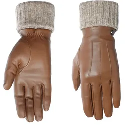Lederhandschuhe PEARLWOOD "Lipa", Damen, Gr. 8, braun (caramel), Schafsleder, unifarben mit Farbeinsatz, casual,festlich,klassisch, Handschuhe, Touchscreen proofed - mit 10 Fingern bedienbar